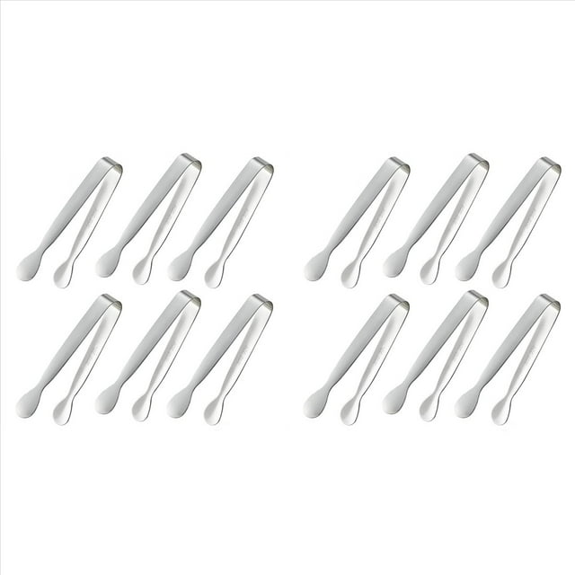 12 Mini Pinzas Pequeñas y Pequeñas, Pinzas Pequeñas de Acero Inoxidable de 4,25 Pulgadas para Servir Alimentos, Cocina Duradera de Acero Inoxidable 304