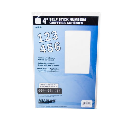 Pack of 35 x 4" 100mm White Vinyl Sticky Numbers Self-Adhesive Stick on for & 