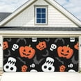 thumbnail image 2 of Gothic Skull and Spider Web Garage Door Decoration - 13x6ft Large Outdoor Polyester Horror Theme Backdrop, 2 of 5