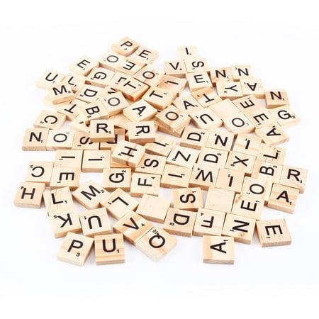 Filfeel 100pcs Scrabble Tiles Letters Alphabet Wooden Pieces Numbers Pendants Spelling