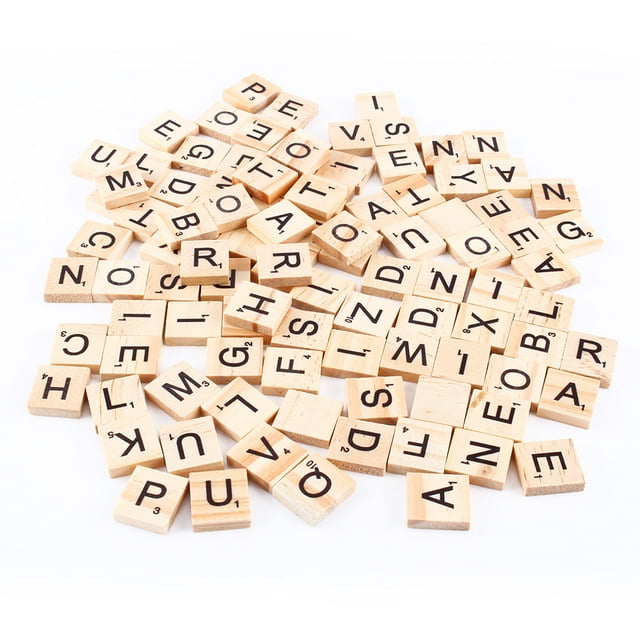 100pcs Scrabble Tiles Letters Alphabet Wooden Pieces Numbers Pendants Spelling