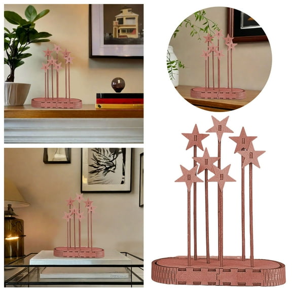 Boho Wood Star Centerpiece Tabletop Farmhouse Holiday Decoration Bookshelf Ornament Neutral Home