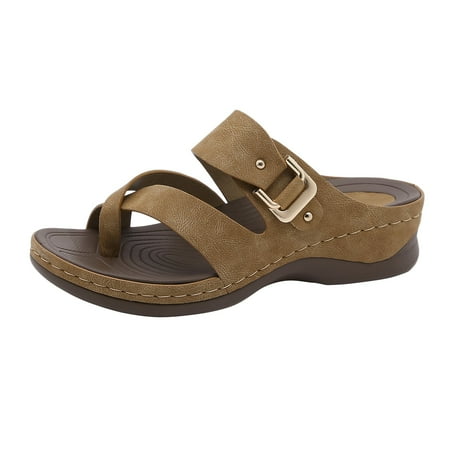 

PEASKJP Summer Sandals for Women Dressy Women s Gladiator Sandals Summer Flat Thong Cross Strappy Sandals Trendy Roman Shoes (Yellow 8.5)