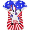 thumbnail image 1 of 4th of July Dabbing Unicorn Americorn All Over Womens T Shirt Multi LG, 1 of 2