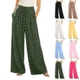 thumbnail image 7 of FchengtaiS Polka Dot Wide Leg Palazzo Pants for Women Summer Flowy Elastic Waist Trousers Lounge Pants with Pockets, 7 of 7