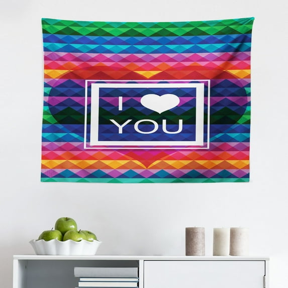 Vintage Rainbow Tapestry, Old TV with Raining Clouds on Antennas Broadcast Entertainment Technology, Fabric Wall Hanging Decor for Bedroom Living Room Dorm, 2 Sizes, Multicolor, by Ambesonne