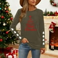 thumbnail image 4 of HOMBOM Womens Christmas Tops Fashion Graphic Merry and Bright Xmas Crewneck Long Sleeve Army Green T Shirts for Ladies, 4 of 9