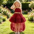 thumbnail image 2 of Flower Girls Dress High Low Wedding Dresses Gown with Bow Back Birthday Party Swing A-Line Dresses,6-9Months, 2 of 7