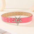 thumbnail image 6 of Edgy Double Row Clasp Belt with Heart Star Rhinestones Punk Design PU Leather Waistband Waist Girdle for Women Girl, 6 of 8