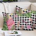 thumbnail image 2 of Summer Flamingo Throw Pillow Cover 20 x 30 Inch Decorative Pillow Cover Tropical Plants Botanical Floral Black Plaid Lumbar Pillowcase Seasonal Rectangle Cushion Case for Couch Sofa Bed Living Room, 2 of 9