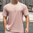 thumbnail image 6 of FRSASU Men's T-Shirts Casual Short Sleeve Crewneck Solid Color Basic Work Shirt Textured Daily Wear Pullover Tees Pink, 6 of 7