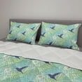 thumbnail image 2 of Exotic Comforter & Sham Bedding Set, Colorful Demonstration of Natural Palm Leaves Flowers and Bird Silhouettes, 3 pcs Duvet Set Microfiber Filling Quilt, 5 Sizes, Lavender and Green, by Ambesonne, 2 of 4
