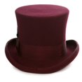 thumbnail image 3 of Ferrecci Satin Lined Burgundy Wool Top Hat with Grosgrain Ribbon and Removable Feather - Unisex, Men, Women (Large 59cm-7 3/8), 3 of 5