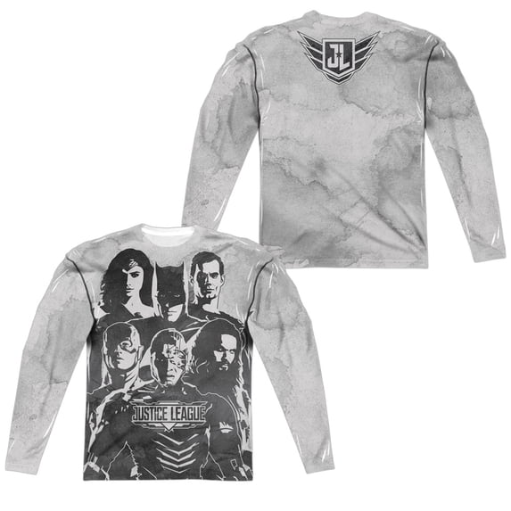 Justice League Movie - The League (Front/Back Print) - Regular Fit Long Sleeve Shirt - XXX-Large
