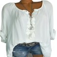 thumbnail image 3 of T-shirt à Manches Longues pour Femmes et Haut Taille V Col Uni, 3 of 3