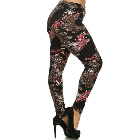 Plus Size - Buttery Soft Berry Plume Leggings - One Size Plus