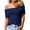Navy blue, variant on Short Sleeved Women's Off The Shoulder Sweaters Casual Knit Y2K Going Out Tops Blouses