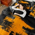 thumbnail image 4 of Manfei Orange Gray Black Ombre Bedding Comforter Set 7pcs, Abstract Oil Painting King Bedding Sets, Watercolor Gradient Bed Sheets, Lightweight Room Decor, 4 of 8