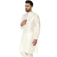 thumbnail image 2 of SKAVIJ Men's Indian Art Silk Long Top Casual Crew Neck Party Kurta (x-Large, OffWhite), 2 of 6