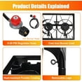 thumbnail image 5 of 225,000-BTU High-Pressure Outdoor Propane Gas Stove, 3-Burner Camp Cooker with Detachable Legs for Camping, Patio, Tailgating & Backyard Cooking, 5 of 9