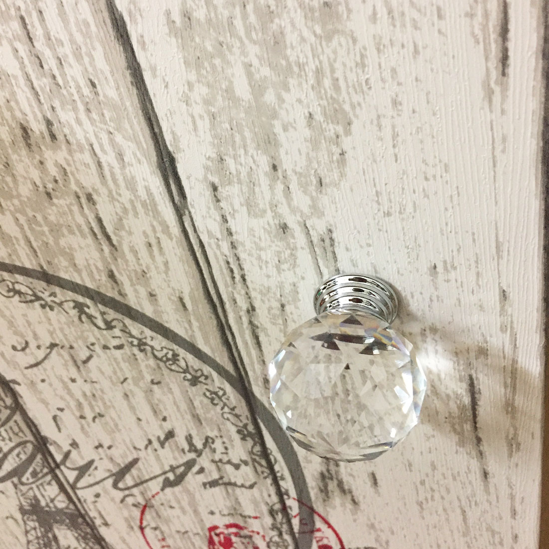 Unique Bargains 1.18" Crystal Glass Cabinet Knob Polished Chrome