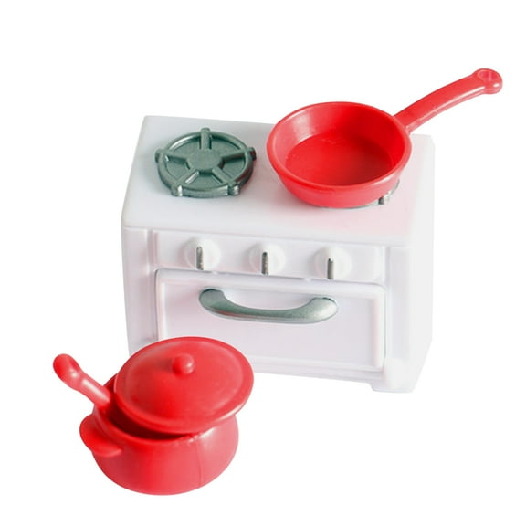 Niceauty 1 Set Dollhouse Miniature Stove Plastic Red Realistic Appearance for Children and Doll House Decoration