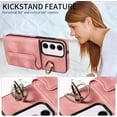 thumbnail image 5 of Phone Case for Samsung Galaxy S23 Plus S23+ 5G Wallet Cover with Tempered Glass Screen Protector Ring Stand Credit Card Holder Cell S23plus 23S + S 23 23+ SM-S916U 6.6 inch Women Girls Pink, 5 of 13