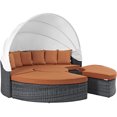 thumbnail image 3 of Lounge Daybed Sofa Bed, Orange, Rattan, Wicker, Outdoor Patio Balcony Cafe Bistro Garden Hospitality Restaurant, Modern Contemporary HB32804, 3 of 6