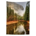 thumbnail image 3 of Ambesonne Yosemite Tablecloth Rectangular Table Cover, River in Morning View, 60"x90", Green, 3 of 4
