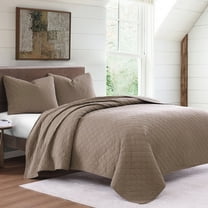 Indigo Hill Cotton Comfort 3 Piece Quilt Set with Pillow Shams, Gauze Blanket Classic Modern Bedding, Mocha, King