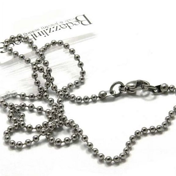 304 Grade A Stainless Surgical Steel 2.4mm Ball Chain Dog Tag Style 18 inch Necklace for Men or Women