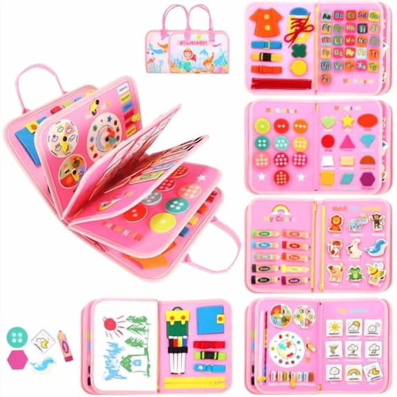 Busy Board for 1 Year Old,Montessori Toys for 2 Year Old,Baby Sensory Toy for Toddlers 1-3,Fine Motor Toy,Toddler Travel Toys,Toddler Learning Activities,Birthday Gifts for Baby Boy Girl