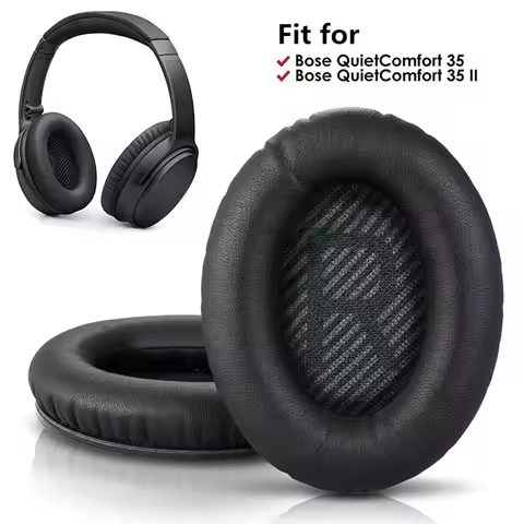 Replacement Earpads Cushions for Bose QuietComfort 35 (QC35) & Quiet Comfort 35 II (QC35 ii) Headphones, Ear Pads with Softer Leather, Noise Isolation Foam, Added Thickness