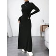 thumbnail image 5 of Women Long Sleeve Maxi Dress Fall Winter Casual Turtle Neck Ribbed Knit Bodycon Going Out Dresses Black L, 5 of 7