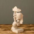 thumbnail image 1 of Keep Silent Men Figurine Minimalist Style Creative Face Sculpture for Living Room Desktop Cabinet, 1 of 3