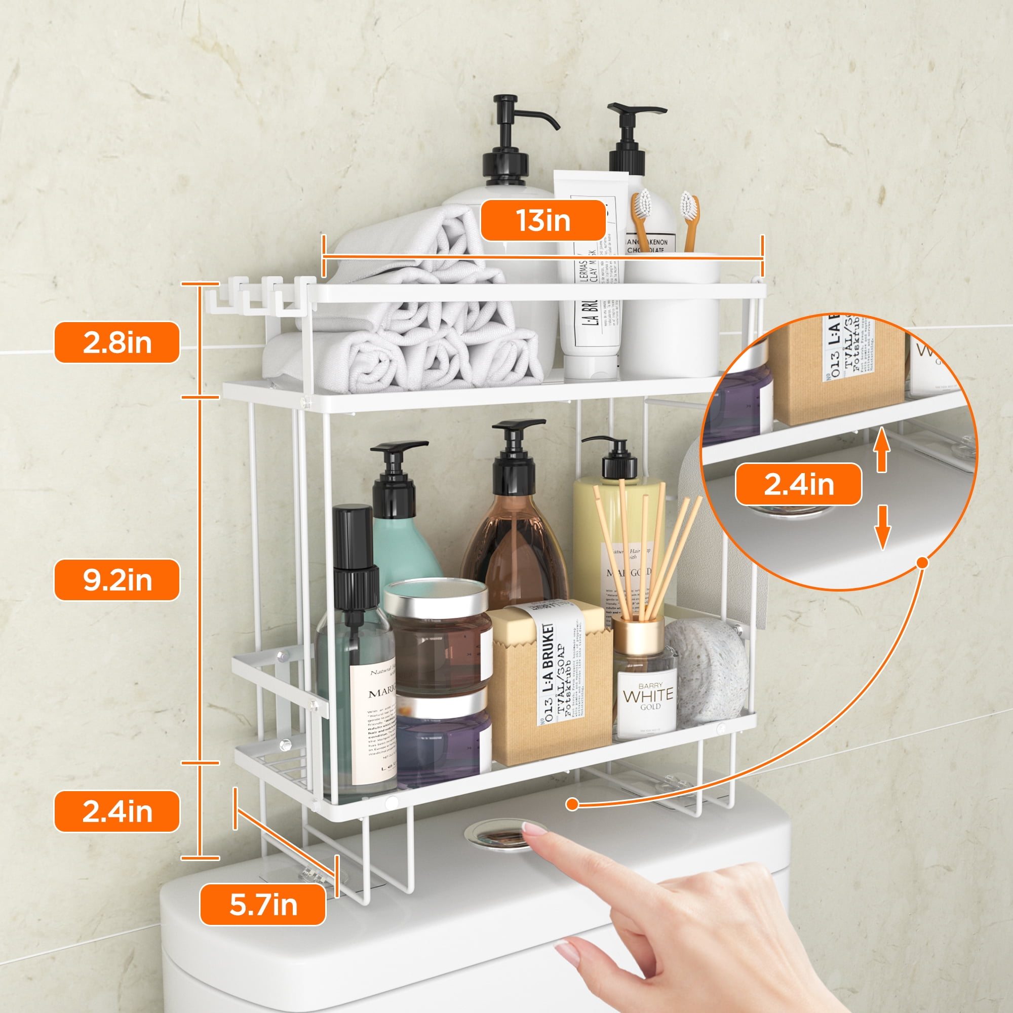 1pc Bathroom Wall Mounted Shelf, No Drilling Traces, Suction Cup Storage  Rack For Wash Supplies And Toilet In-wall Storage Shelf, Traceless Adhesive
