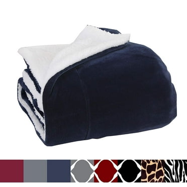 Micro-Sherpa 50" X 60" Ultra Plush Throw/Blanket (50 x 60) Solid Navy Blue