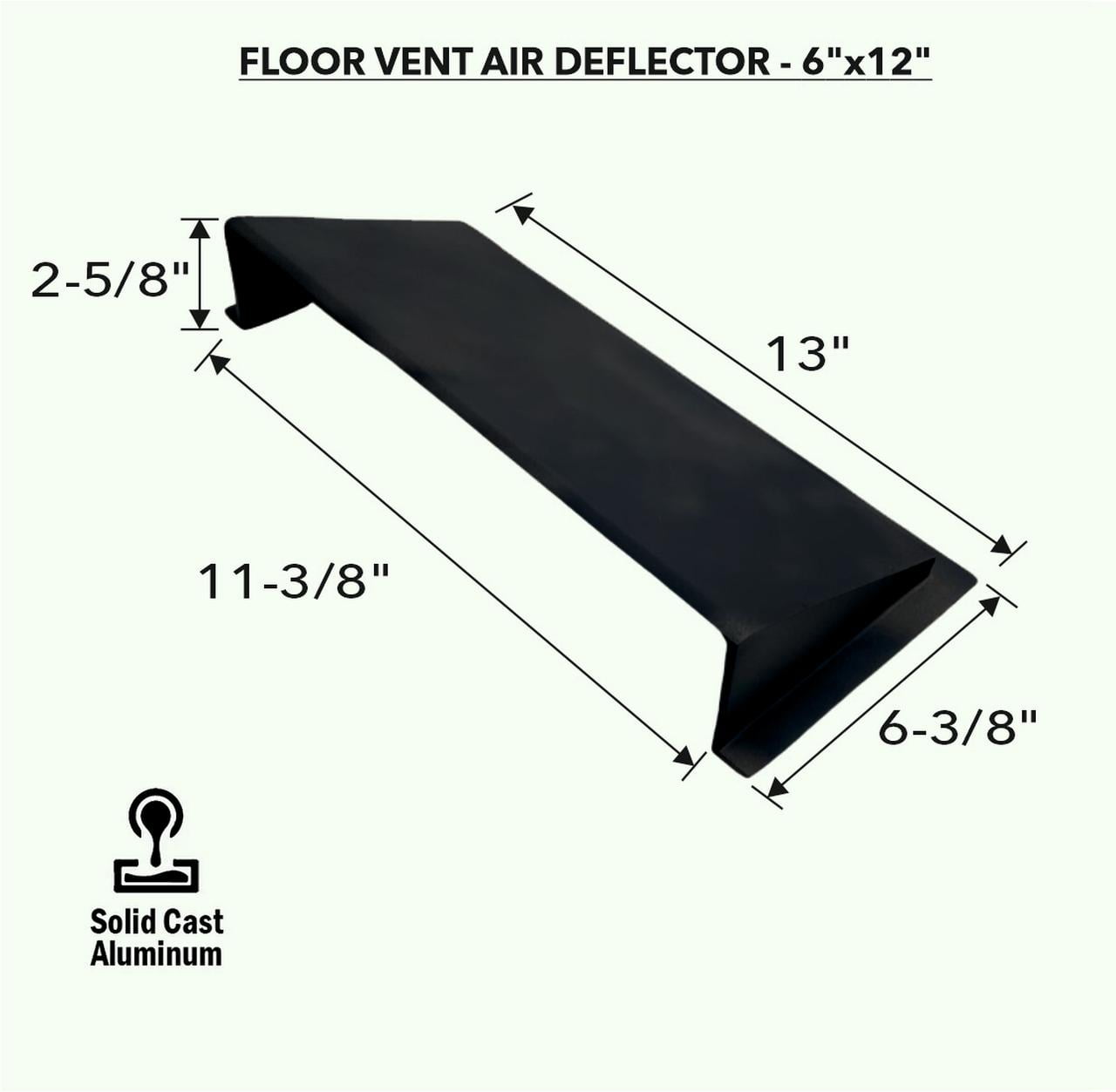 Solid Metal Deflector 6"x12" Unbreakable Cast Aluminum | Air & Heat Diverter