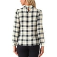 thumbnail image 3 of INSPIRAR CHIC Blusa de Oficina con Cuello de Lazo para Mujeres en Cuadros M Beige Negro, 3 of 6
