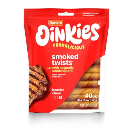 UPC: 0032700129507 | Hartz Oinkies Rawhide-Free Pig Skin Twists Real Smoked Flavor Dog Treats 36.6oz (40 Count)