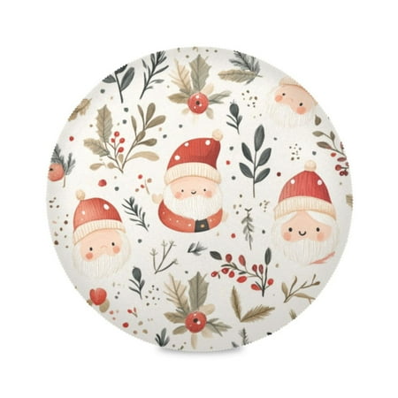 

Round Plate Mat 15.4x15.4 Inchesx1 Placemat Table Mat Kitchen Mat Coffee Mat Fabric Thick Strong Wear-Resistant Heat Resistance Cute Santa and Mistletoe