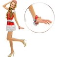 thumbnail image 3 of Jinsinto 3 Pieces Red Christmas Sleigh Bells Jingle Gold Bells Musical Bell Instrument Wooden Handle (5 Bells), 3 of 5