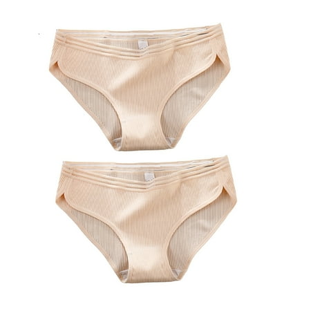 

NLAGER Briefs 2Pcs Women Solid Color Low Waist Elastic Breathable Cotton Underwear Briefs