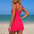 thumbnail image 5 of Dxzfnsa Womens Two Piece Swimsuits Women Fashion Solid Color Tankini Top with Swim Skirt Tummy Control Ruched Bathing Suits, 5 of 8