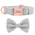 thumbnail image 3 of Beirui Personalized Tweed Dog Collar with Cute Bow Tie Engraved Name Tag Adjustable Pink Blue Gray, 3 of 9