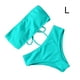thumbnail image 3 of Soidarity Traje de baño dividido para mujer, traje de baño acolchado de poliéster para verano, traje de baño para vacaciones, traje de playa sencillo a Traje de baño cian L Soidarity OD021066-18, 3 of 6