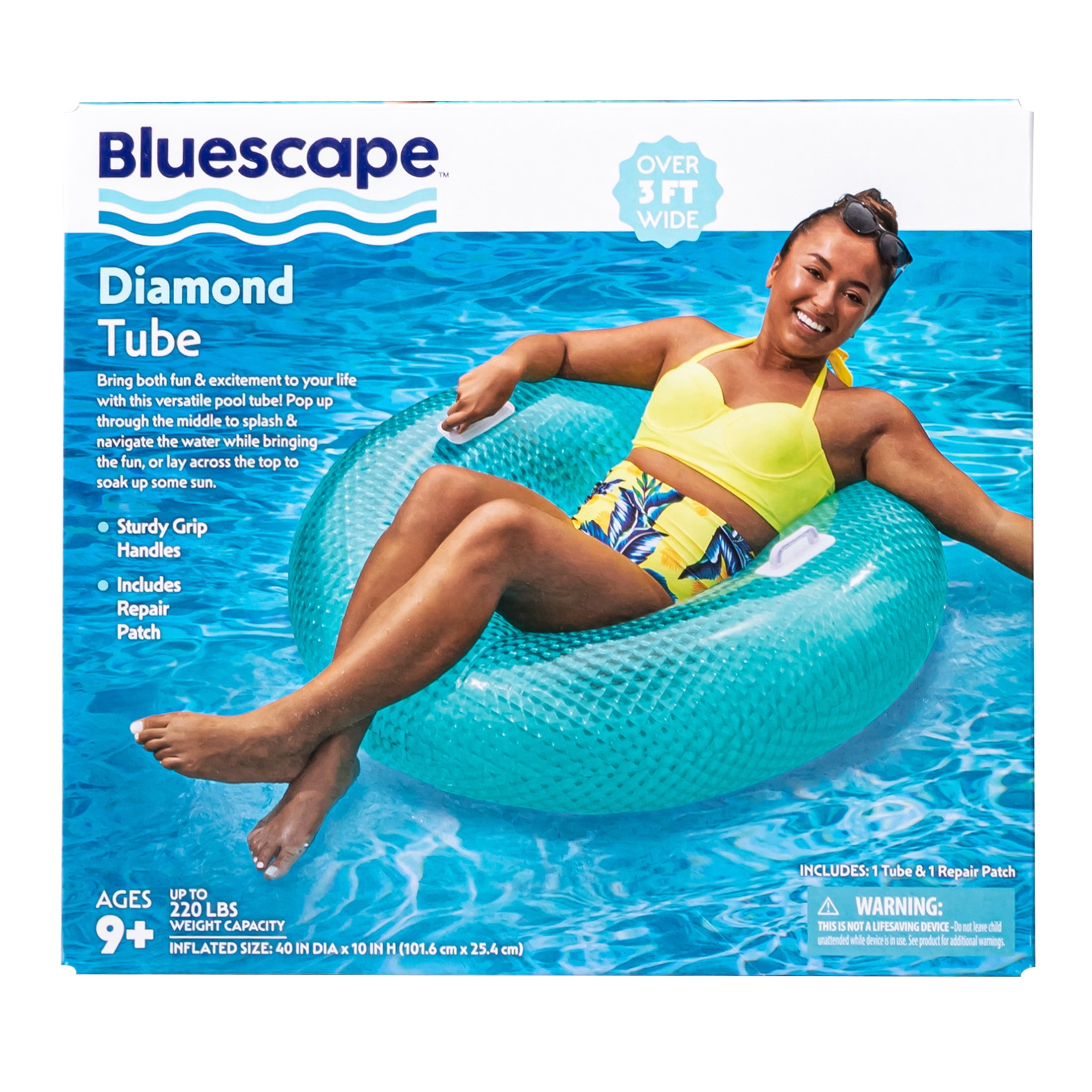 Bluescape Blue Diamond Sparkles Inflatable Tube Pool Float, for Kids & Adults, Age 9 & up, Unisex
