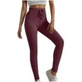 thumbnail image 4 of aidice Yoga Pants for Women Ribbed Drawstring High Waisted Slim Fitting Athletic Workout Trousers, 4 of 9