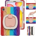 thumbnail image 3 of Funda colorida para Samsung Tab S6 Lite de 10,4 pulgadas con correa para el hombro, soporte de anillo ajustable grande y protección contra golpes., 3 of 5