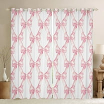 Ribbon Bow Curtains & Drapes Teen Women,Pink Girly Bowknot Window Curtains 42"Wx90"L Cute Fantasy Princess 30%-50% Blackout Curtains Kawaii Bow Tie Window Treatments 2 Panels